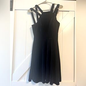 Navy velvet mid length dress. 5/6